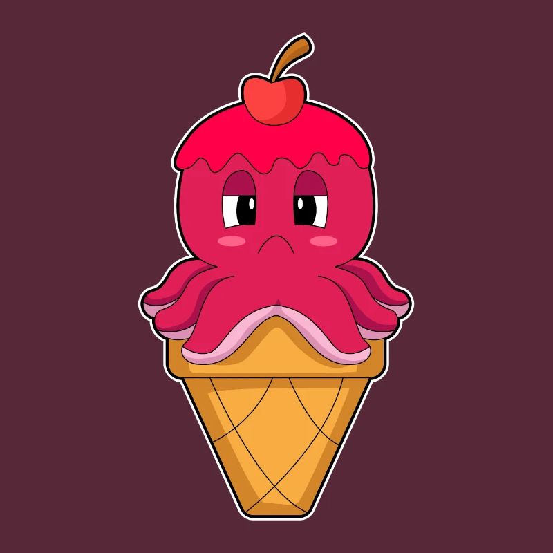 Octopus Waffle Ice Cream Cherry