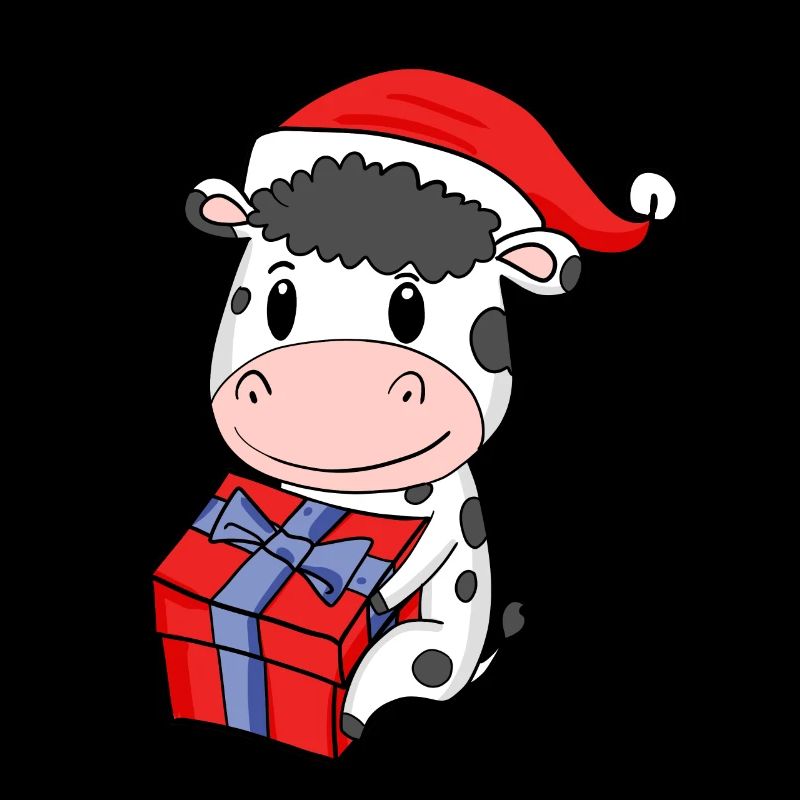 Vache de Noël Bébé avec cadeau