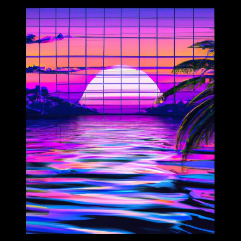 Synthwave Sun Hawaii Vaporwave Aesthetic