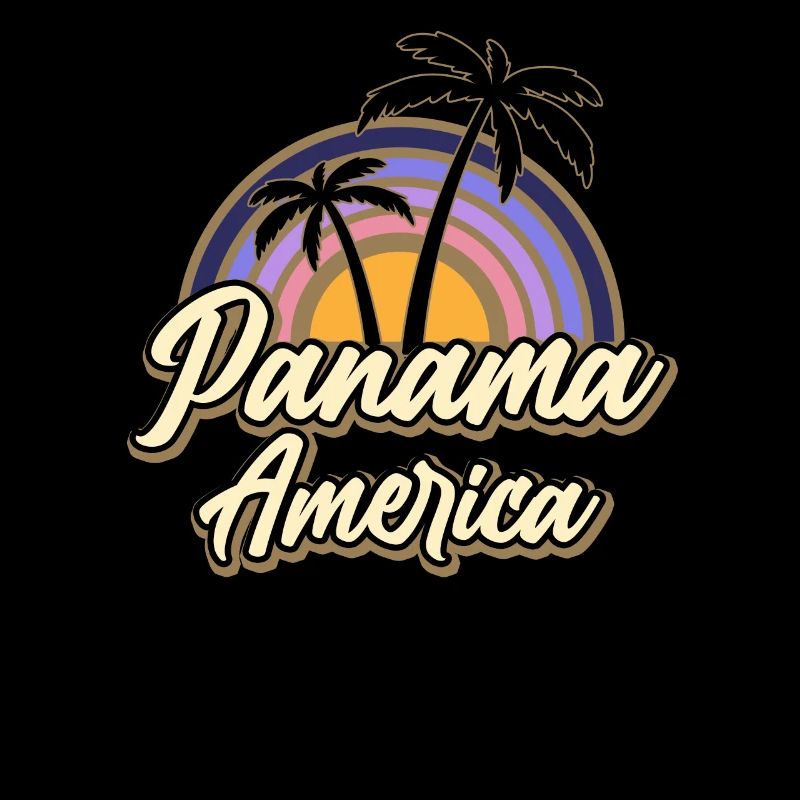 Panama America Retro Palm Sunset