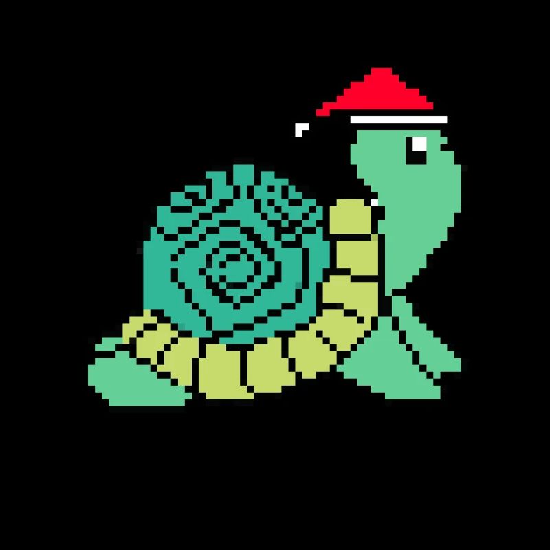 Pixelated Turtle Christmas - Funny