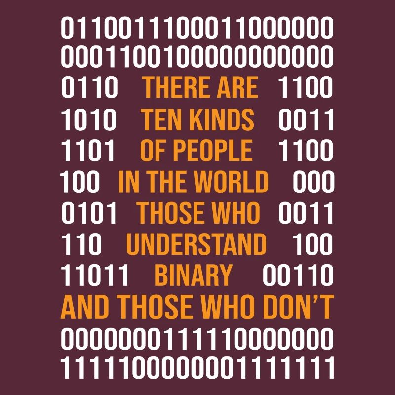 Programmation de code binaire Il existe 10 types de Peop