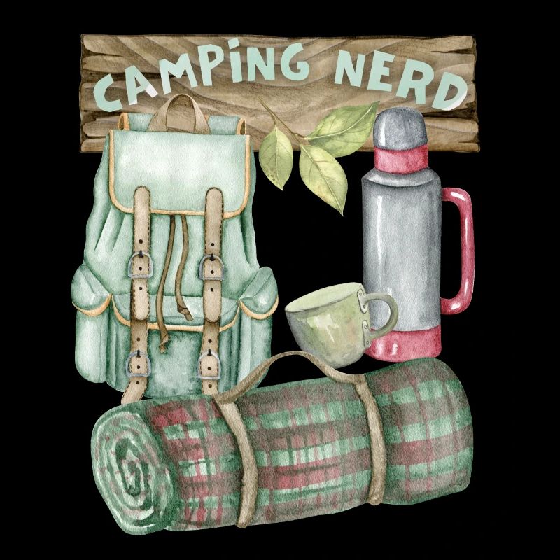 Camping, camping nerd, backpack, funny saying