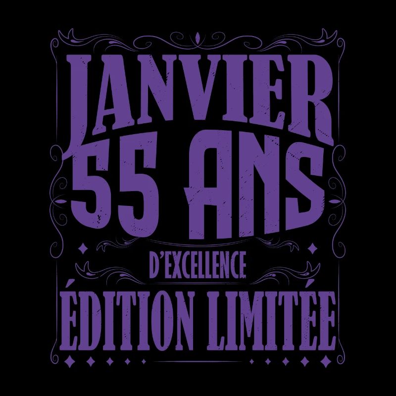 Janvier 55 ans. Cadeau 55 ans janvier anniversaire