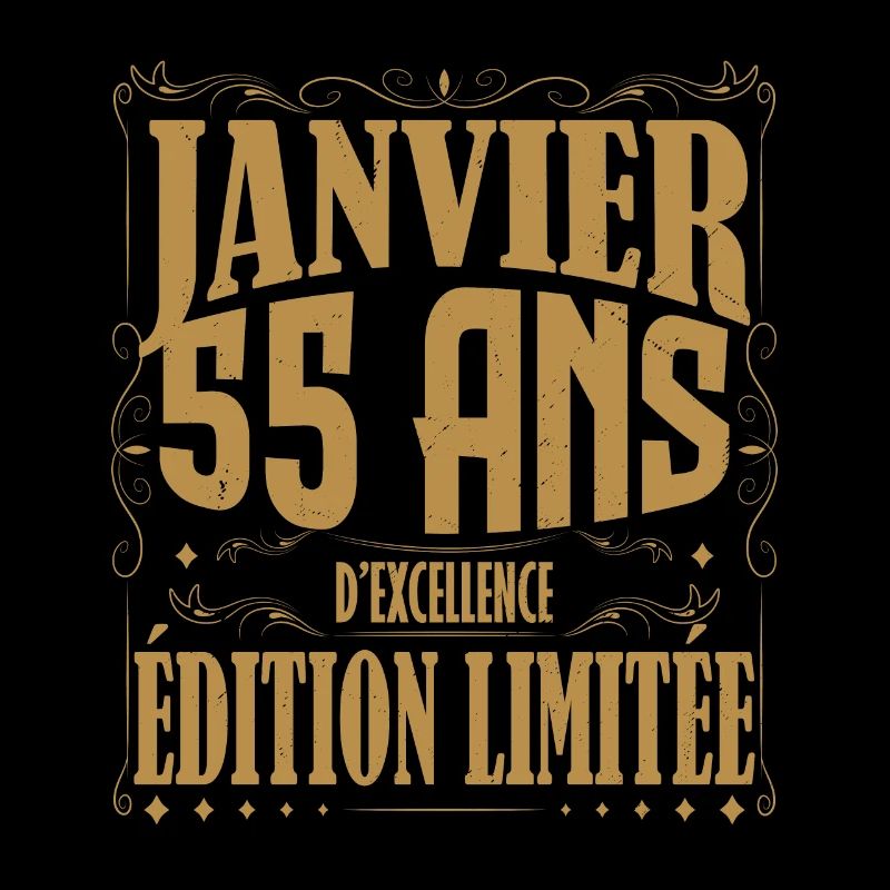 Janvier 55 ans. Cadeau 55 ans janvier anniversaire