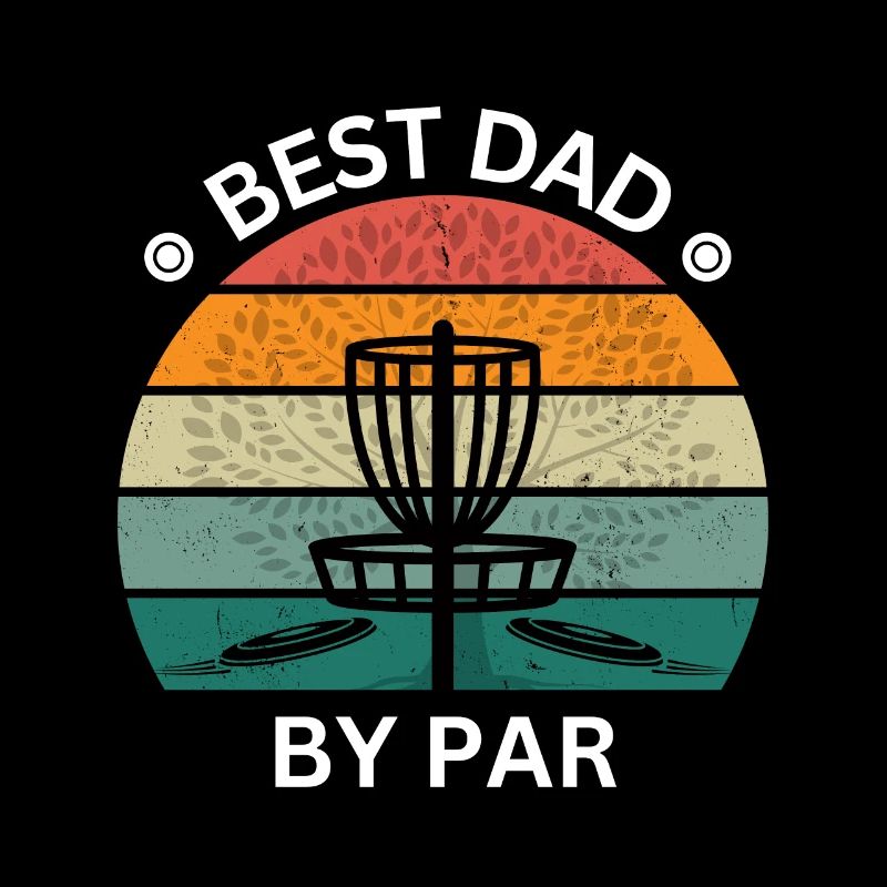 Best Dad By Par Disc Golf Lover Retro Sunset