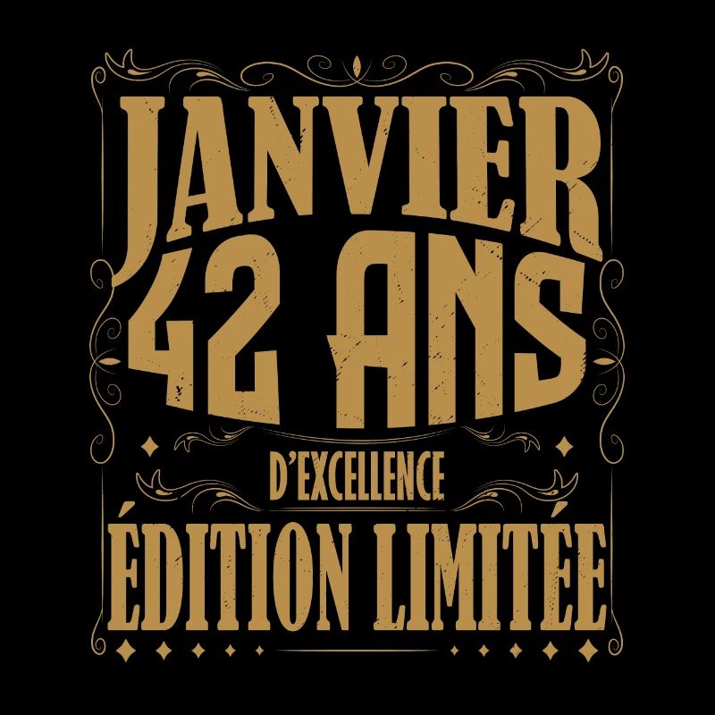Janvier 42 ans. Cadeau 42 ans janvier anniversaire