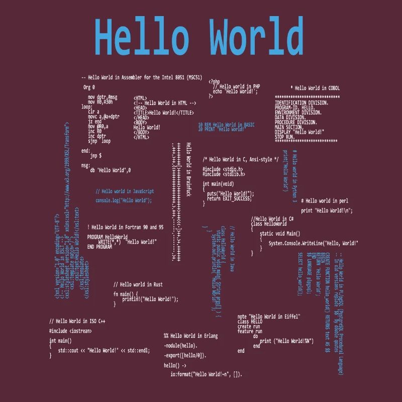 Hello World Programmiersprachen Programmierer Nerd