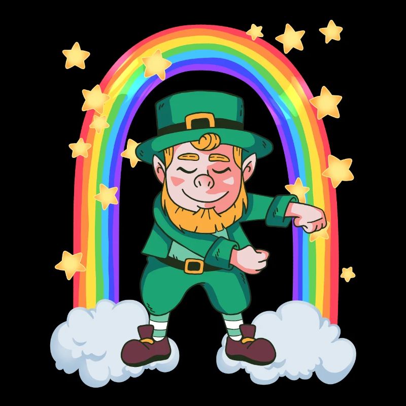 Kobold tanzt den Flossdance am Regenbogen