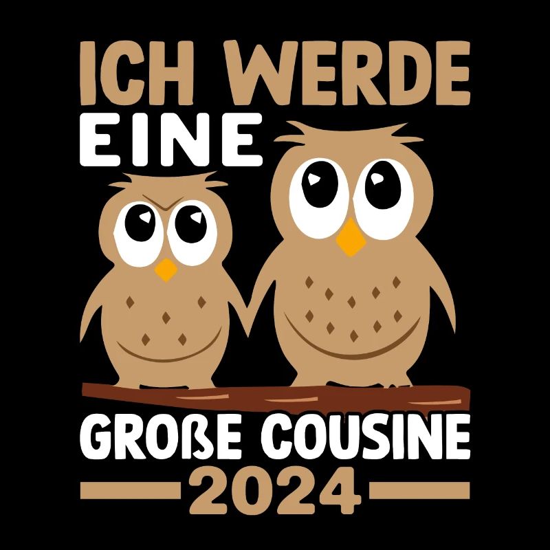 Kinder Ich werde Große Cousine 2024 T-Shirt Eule