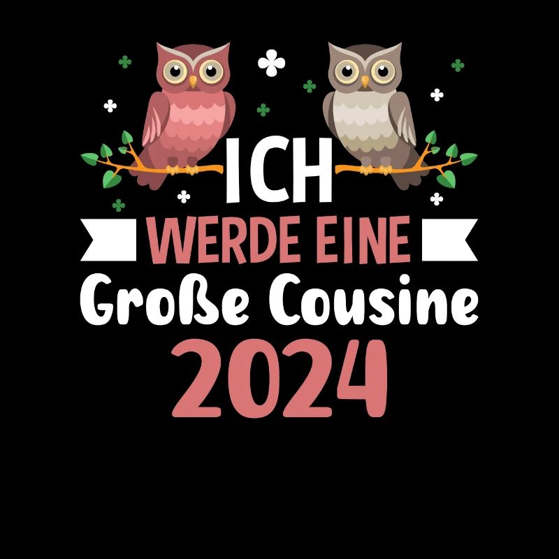 Kinder Ich werde Große Cousine 2024 T-Shirt Eule