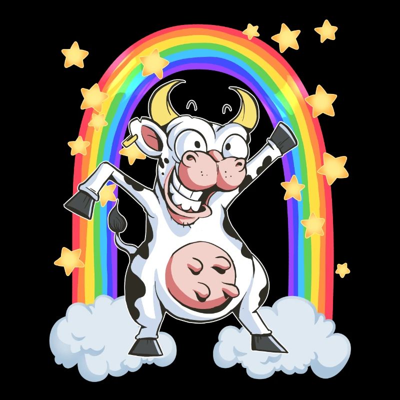Rainbow cow crazy dancing fun funny