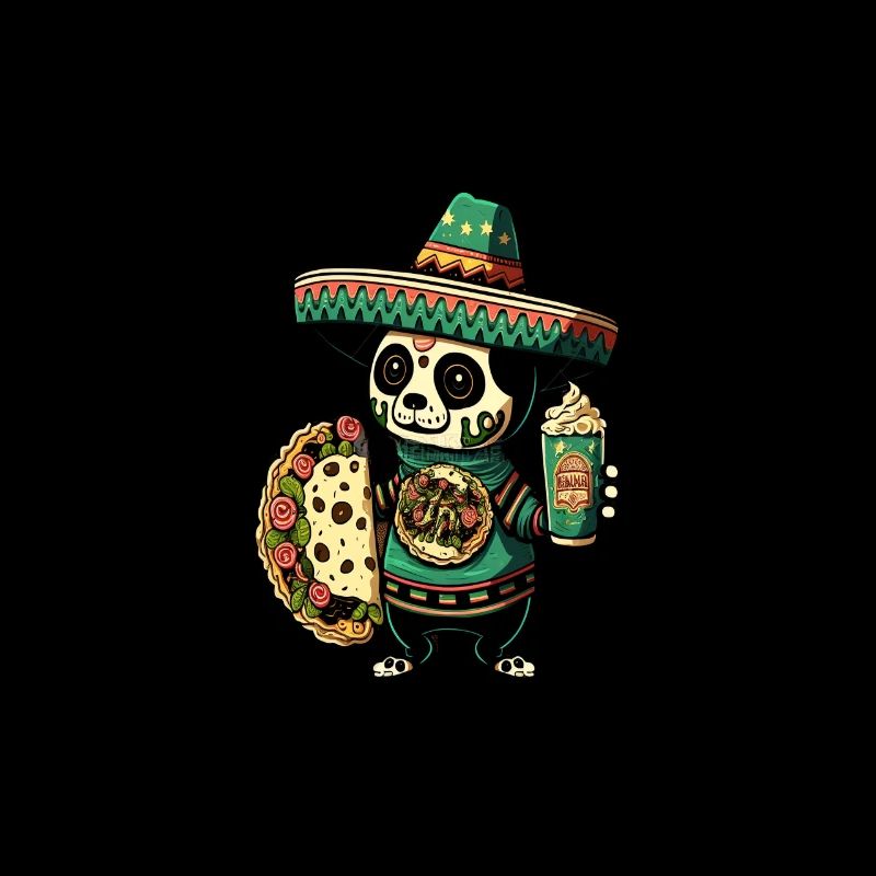 Panda mignon mangeant des tacos Panda mexicain Taco ours