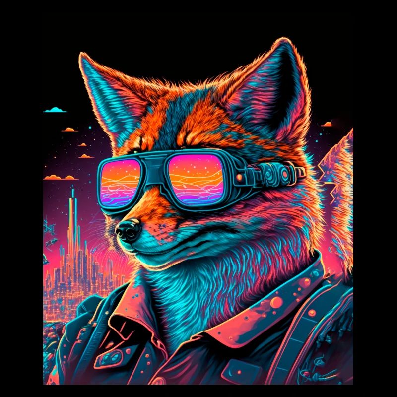 Retro Futuristic Synthwave Fox