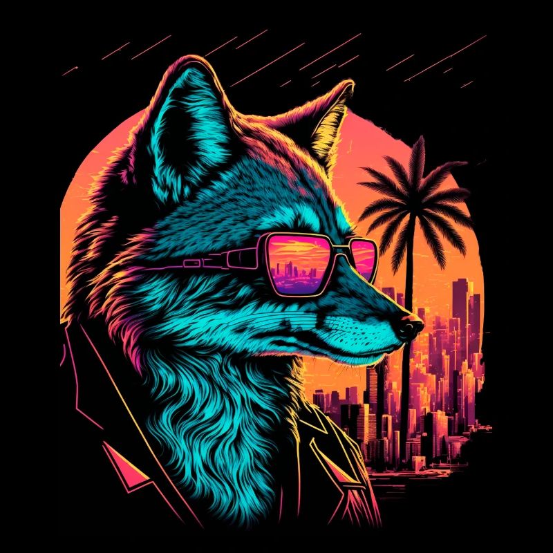Retro Futuristic Synthwave Fox