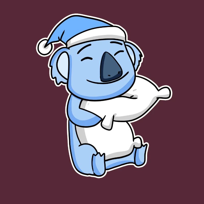 Koala with pillow and sleeping cap