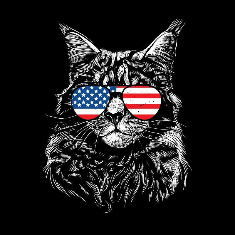 Lunettes de soleil visage chaton drapeau américain chat
