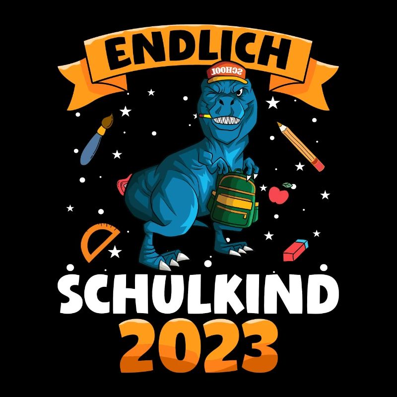 Endlich Schulkind 2023 Einschulung Dinosaurier