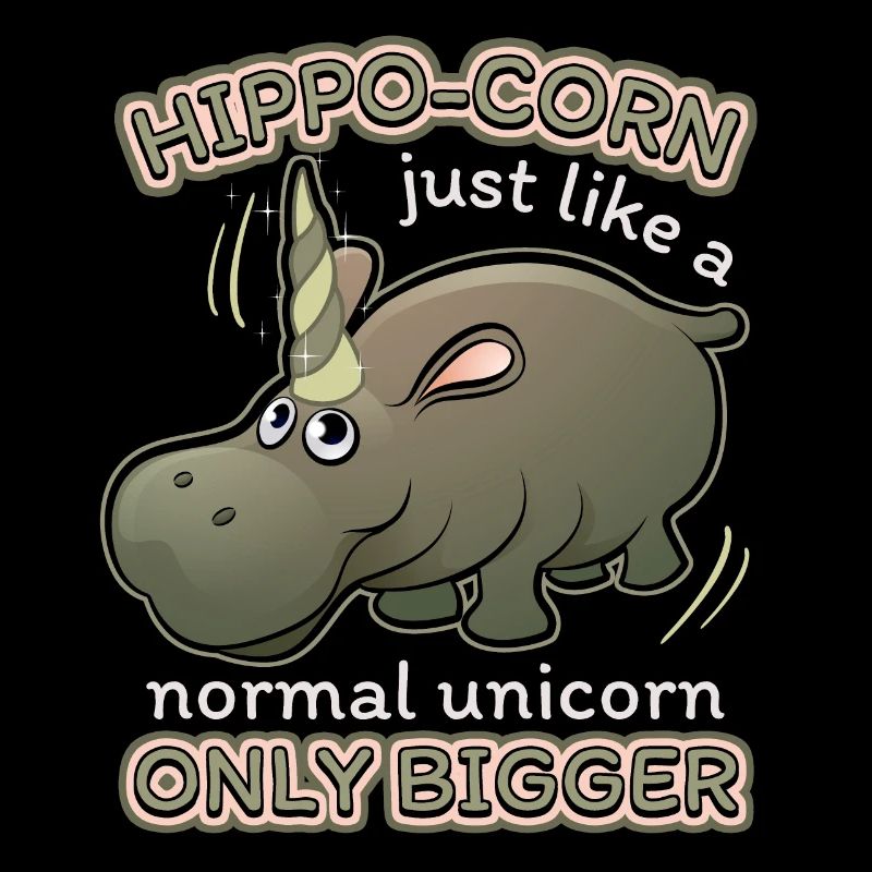 Nilpferd, Flusspferd, Spruch, Einhorn-Unicorn