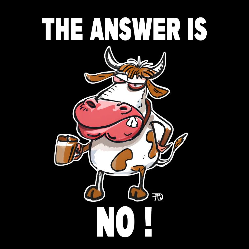 The Answer is no! Grumpy Funny Cow