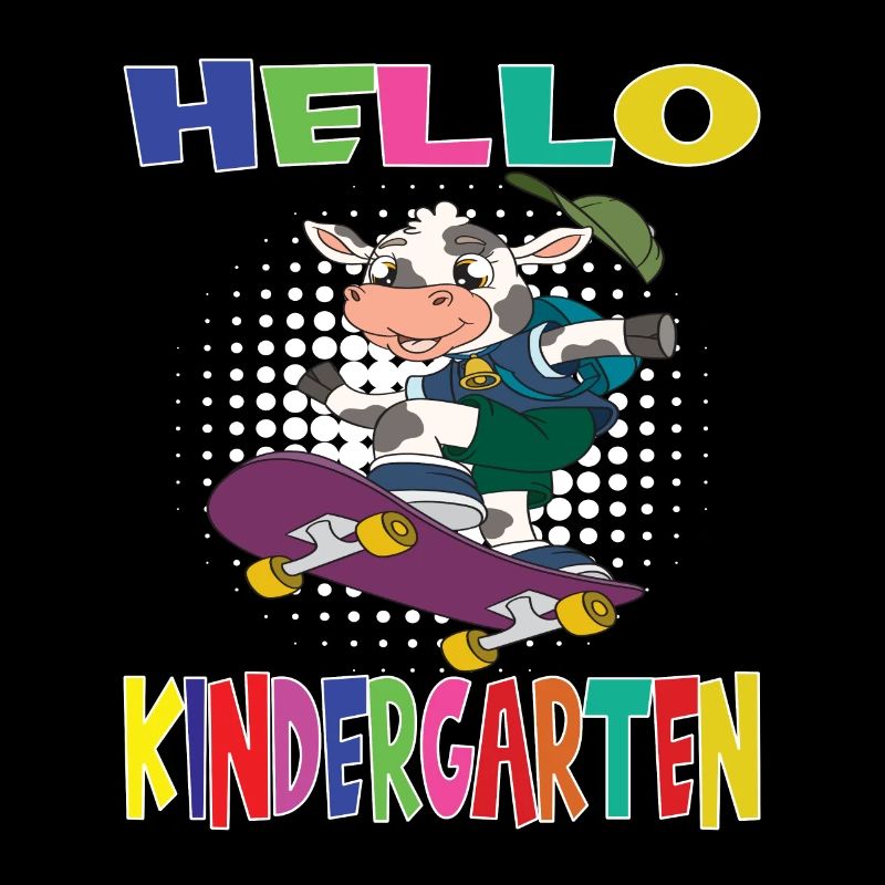 Hello Kindergarten Skateboarding Cow