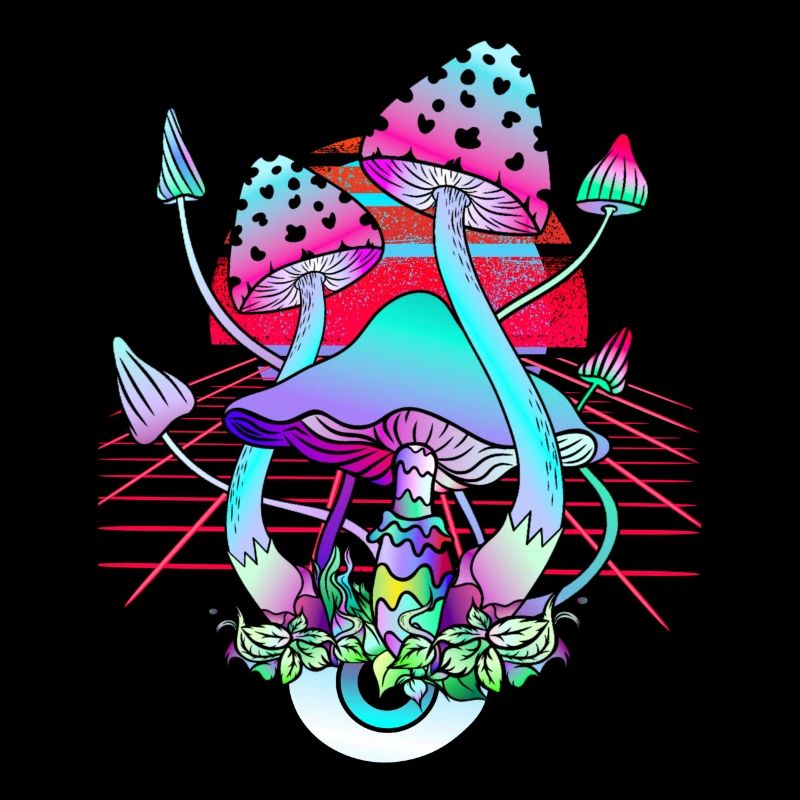 Psychedelische Pilze - Retro Wave Sunset