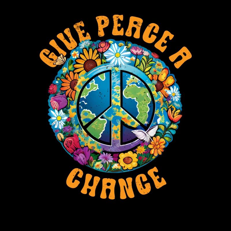 Hippie Peace Zeichen Frieden Blumen Blumenkind