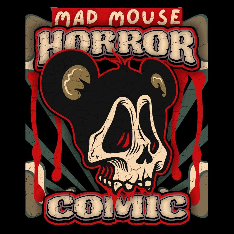 Funny Horror Mouse, Comic, Poster Skull Mad Mouse