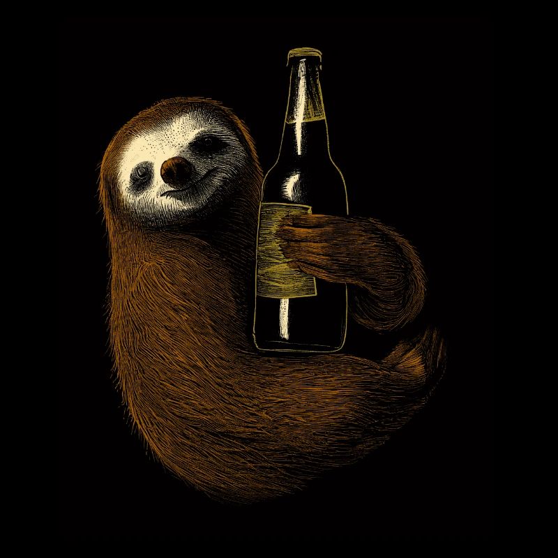 lazy hugging a beer