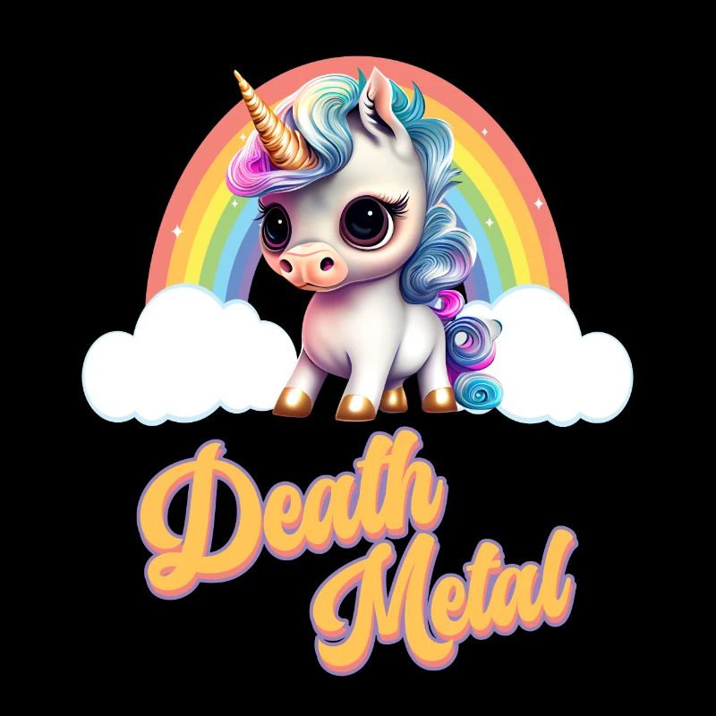 Lustiges Einhorn mit Regenbogen Death Metal