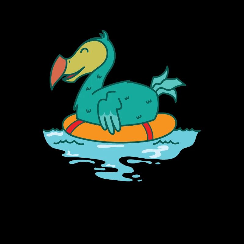 Dodo dans l’eau avec un oiseau flottant