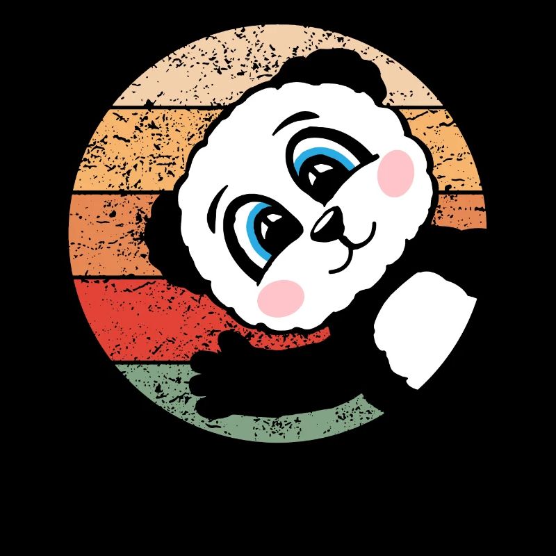 Panda Retro Pandabär Geschenk Damen Herren Kinder