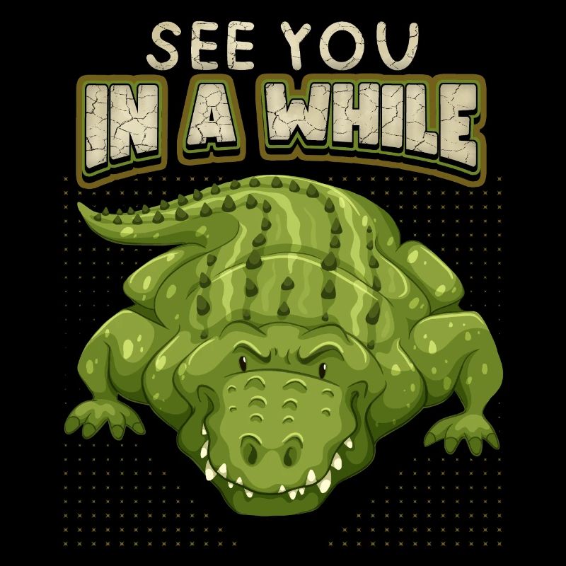 Crocodile Saying, See-You-In-A-While, Comic, Pun
