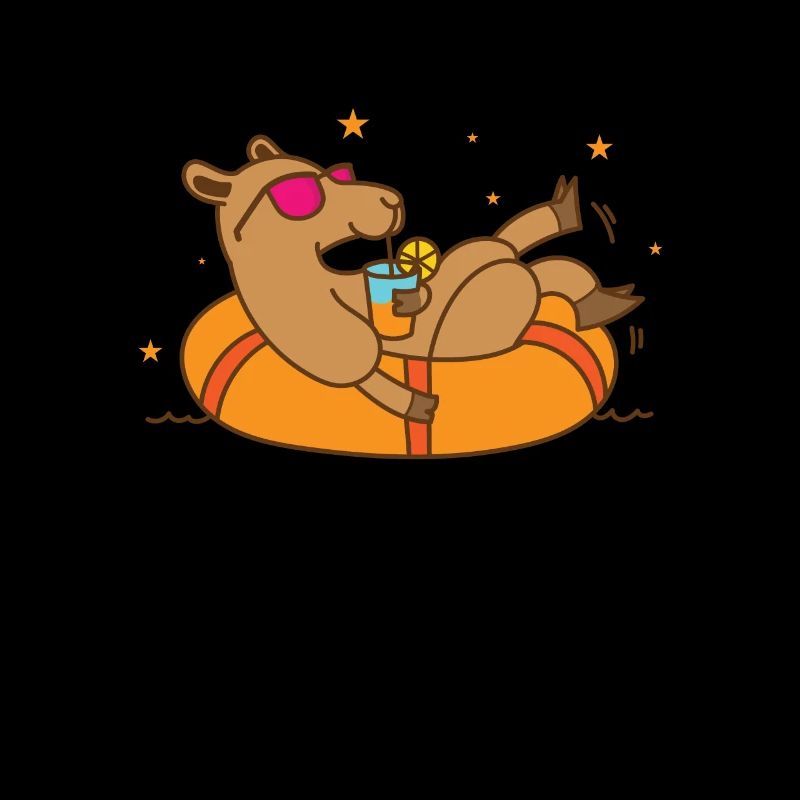 Camel bathing on holiday Dromedary