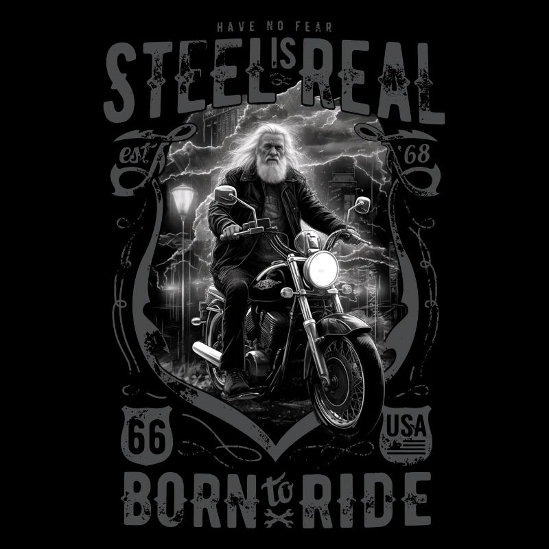 Cool old biker motorcyclist