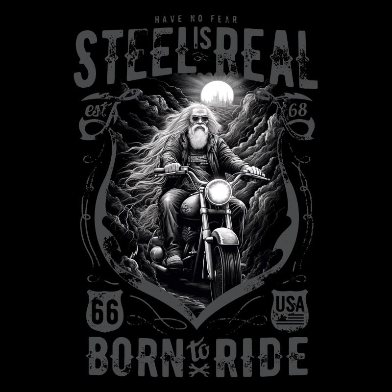 Cool old biker motorcyclist