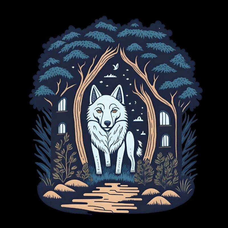 Forest Cottage Cottagecore Wolf