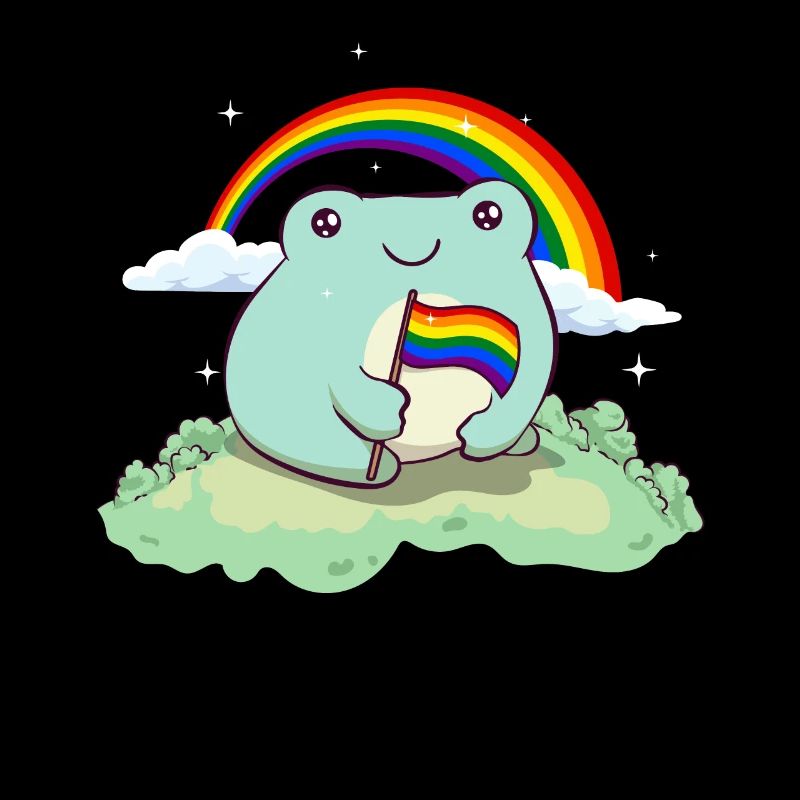 Gay Pride Rainbow Flag Cute Frog
