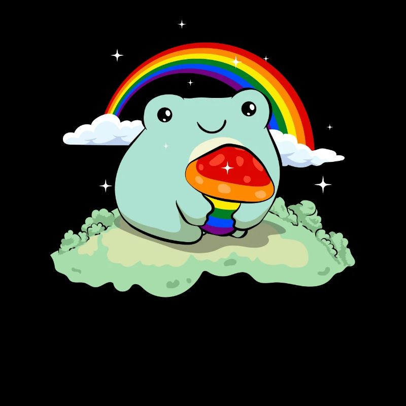 Gay Pride Rainbow Flag Cute Frogs