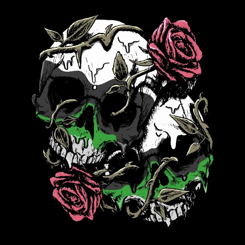 Demiromantic Pride Flag Skull Roses Subtle