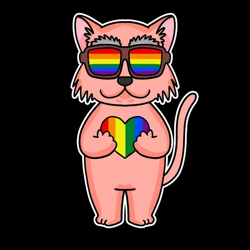 Rainbow Colorful Cat - Cool Cat