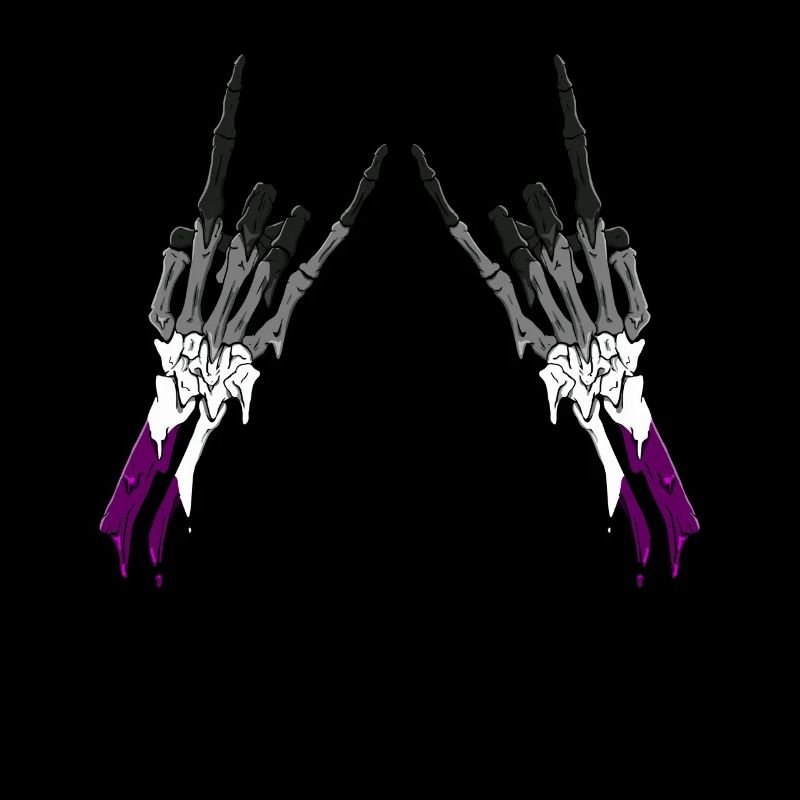 Asexual Pride Ace Flag Devil Horn Skeleton Subtle