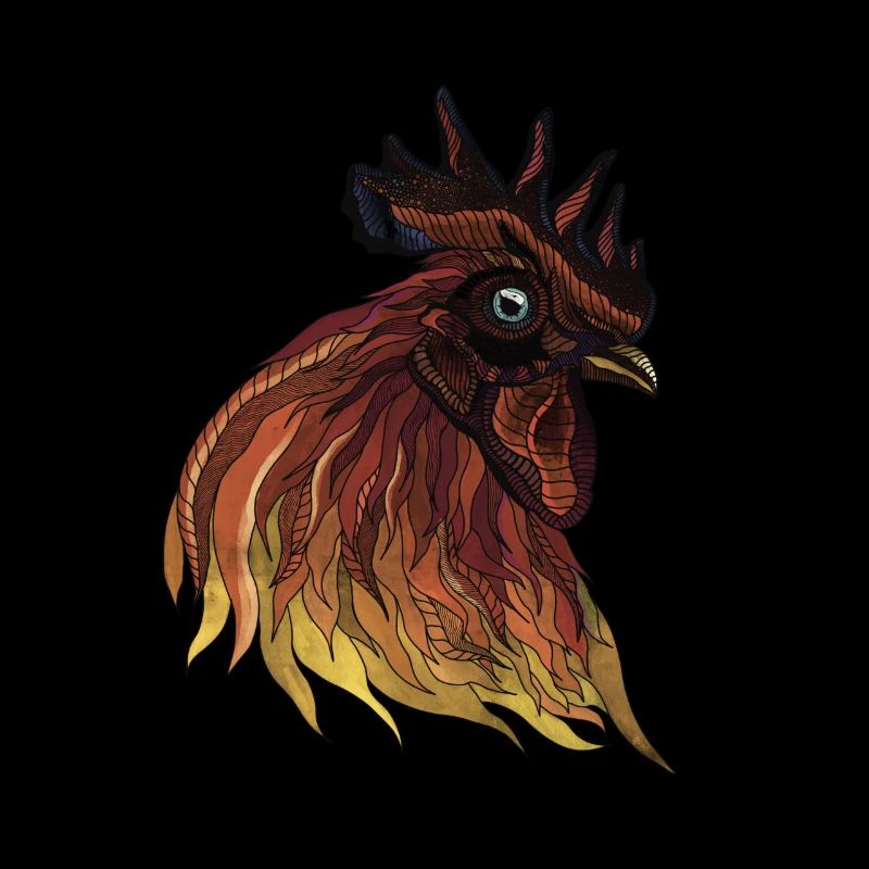 Artful rooster chicken lover drawing