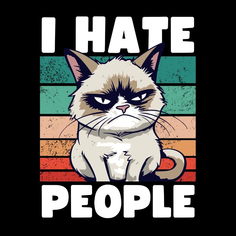 Sarkastische Grump Cat - I Hate People - Spruch