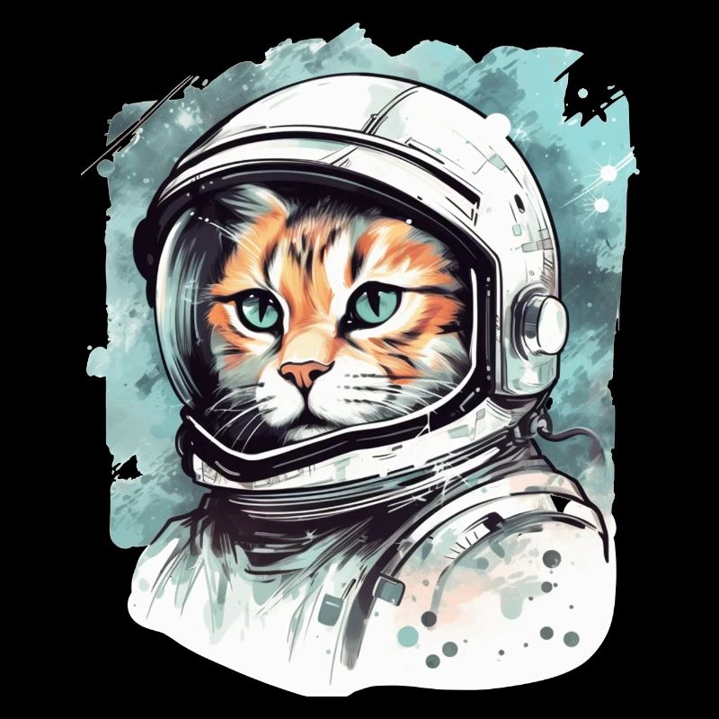 Space Cat Vintage Dessin