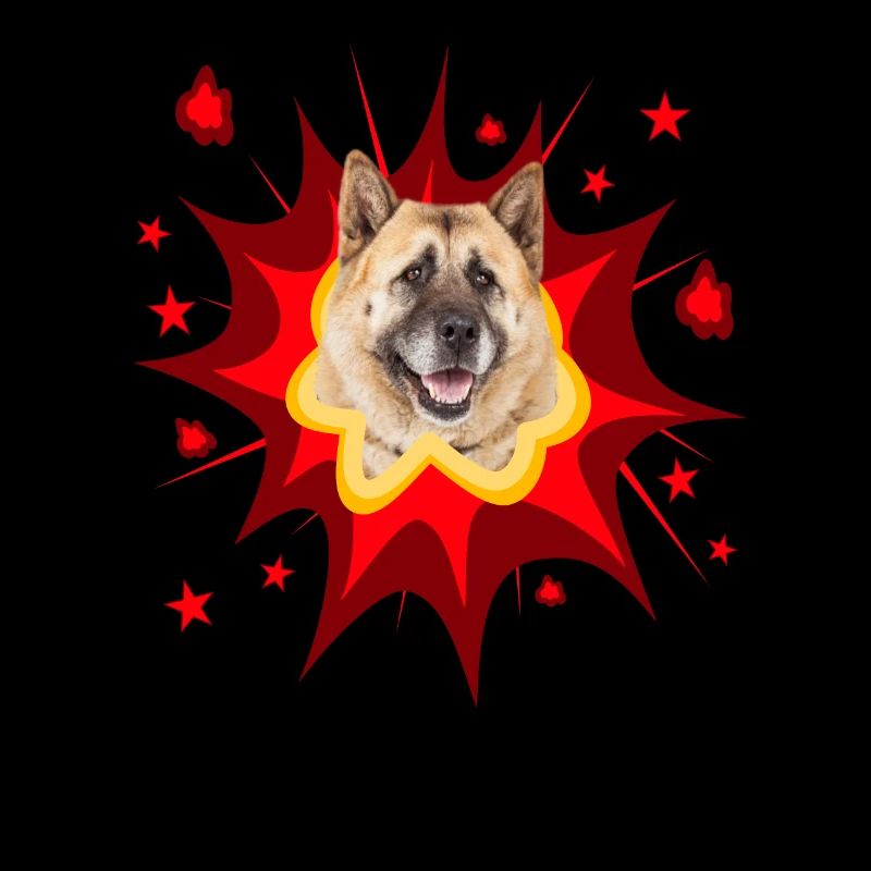 Conception de chien comique - Pow - Akita