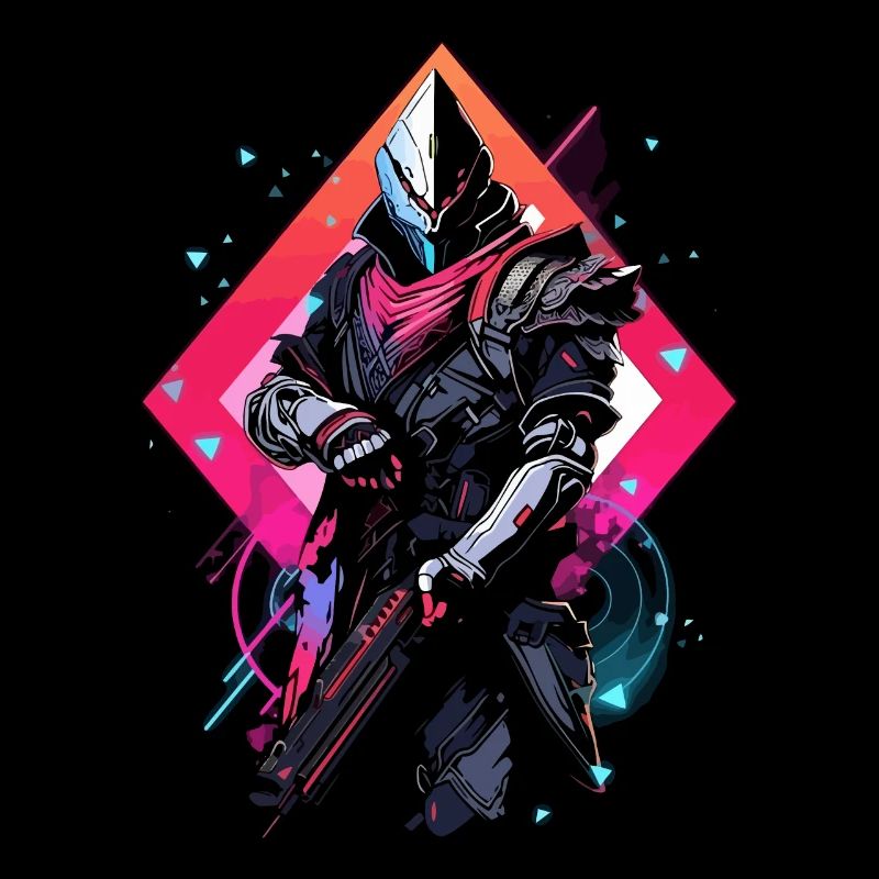 Epic Gamer Guardian in Vaporwave Synthwave Farben