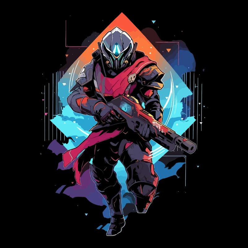 Epic Gamer Guardian in Vaporwave Synthwave Farben
