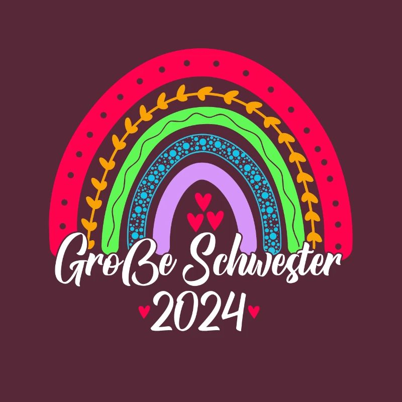 Große Schwester 2024 Boho Regenbogen Design