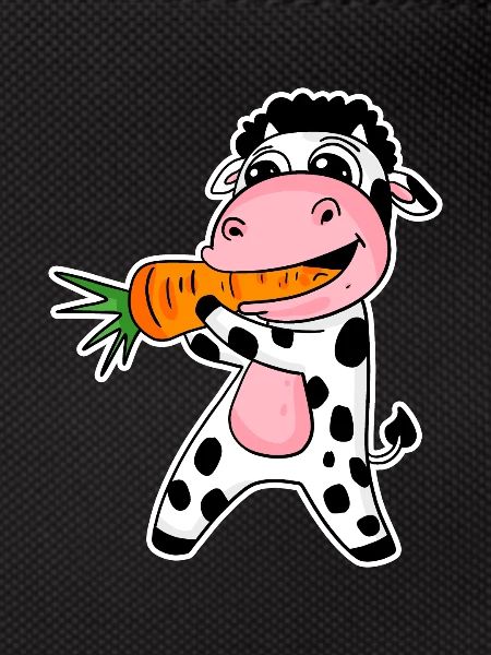 Cow eats carrot